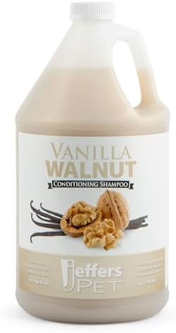 Jeffers Pet Vanilla Walnut Conditioning Dog & Cat Shampoo, 128 oz – Deodorizing Grooming Wash, Coconut Based Soap Free Formula, Walnut Oil & Vanilla Extract, Vitamins A D E, Concentrated Coat Care