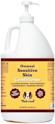Natural Dog Company Sensitive Skin Dog Conditioner – Oatmeal Moisturizing for Sensitive & Itchy Skin, Detangling Grooming Formula for Long Haired Dogs, with Manuka Honey & Chamimile, 128 oz