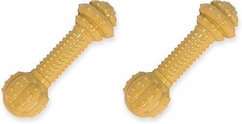 Nylabone Power Chew Barbell Bone Chew Toy for Dogs, Durable Dog Toy, Peanut Butter Flavor, Large - Up to 50 lbs. (1 Count) (Pack of 2)