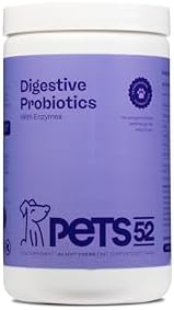 Pets 52 - Digestive Dog Probiotics with Enzymes - Supports Healthy Gut Flora, Boosts Immune System, Promotes Stomach Comfort, Vet-Strength Formula for Improved Digestion - 30-Day Results