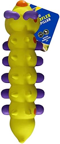 PetSport Naturflex Large Caterpillar Latex Dog Chew Toy | All-Natural Soft, Squeaky, Non-Toxic Rubber Chew Toy | Safe for Indoor Play | 10.5"