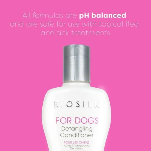 BioSilk for Dogs Silk Therapy Detangling Conditioner, 12 Fl Oz, 2-Pack | Smooths knots and tangles for soft, manageable coats, supports routine grooming and brushing
