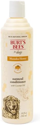 Burt's Bees Manuka Honey Oatmeal Dog Conditioner, Coconut Oil, 10 Fl Oz