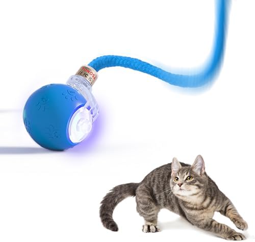Interactive Cat Ball Toy – Motion Activated, RGB Lighting, 3 Motion Modes-Automatic Cat Ball for Bored Indoor Cats(Blue)