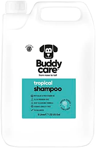Tropical Dog Shampoo by Buddycare | Deep Cleansing Shampoo for Dogs | Tropical Scented | with Aloe Vera and Pro Vitamin B5 (169.07oz)