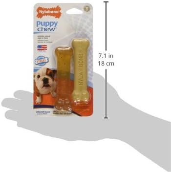 Nylabone Puppy Chew Teething Bone & Original Bone Dog Chew Toys, 2 Count | X-small chew bones for puppies up to 15 lbs, chicken & peanut butter flavor, soothing teething toys for puppies
