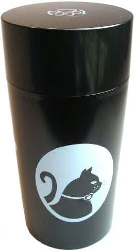 Tightpac Pawvac 5 to 24 Ounces Container, Airtight Pet Food and Treats Storage Jar - Patented Vacuum Seal Container for Pet Food, Treats and other Dry Goods - Black With Cats