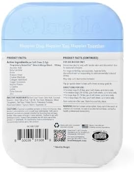 Kradle Skin Recovery Chews for Dogs, Itchy Skin and Allergy Support, 150 ct