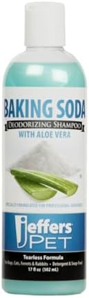 Jeffers Pet Tearless Baking Soda Deodorizing Shampoo for Dogs & Cats, 17 oz - Concentrated Baking Soda & Aloe Vera Formula with Baby Powder Fragrance, Moisturizing Shampoo for Professional Grooming