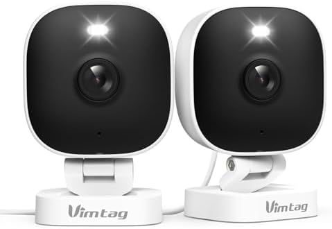 VIMTAG 2.5K Cameras for Home Security Outdoor/Indoor, Color Night Vision Security Camera for Baby/Pet/Dog/Nanny, Light/Siren, Motion Detection, 2-Way Audio, Work with Alexa, Cloud/Card Storage, 2Pcs