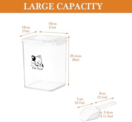 Cat Food Storage Container|Airtight Cat Food Container with Spoon |5.8lbs Pet Food Storage Container|Hold Up to Cat Food Storage Containers|Portable Cat FoodStorage Containers for Travel| BPA Free
