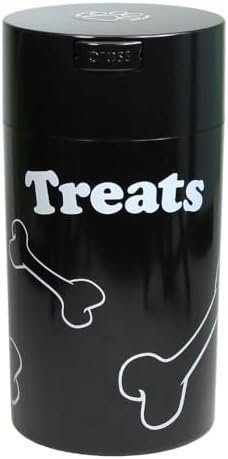 Pawvac 12 Ounce Vacuum Sealed Pet Food Storage Container, Black Treats