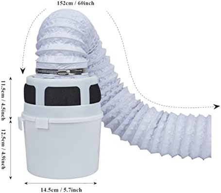 3 IN 1 Indoor Dryer Vent Kit Filter Bucket for Electric Dryers with 4-Inch by 5-Feet Double Layer Proflex Duct (White)