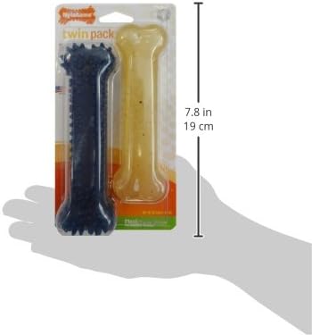 Nylabone Flexi Chew Original Bone & Textured Bone Dog Chew Toys, 2 Count | Chicken flavor, medium breeds, flexible material, gentle on teeth, freezable, great for seniors, for dogs up to 35 lbs