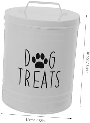 KICHOUSE Metal Dog Food Storage Container Dog Treat Station Air Tight Dog Treat Canister, iron, White