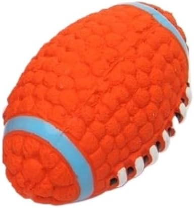 Squeaky Chew Dog Toys Interactive Sports Balls with Squeaker Soft Latex Rubber Bouncy Fetch Ball Toy (Soccer, Volleyball, Football, Tennis) for Puppy & Dog (Football,Large)