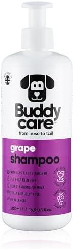 Grape Scented Puppy Shampoo by Buddycare | For Smelly Dogs from 8 Weeks | Aloe Vera & Pro Vitamin B5 (16.90oz)