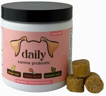 Probiotics for Dogs, Gut Health, Digestive Support & Occasional Diarrhea Relief - Turkey Flavor - 30 Soft Chews