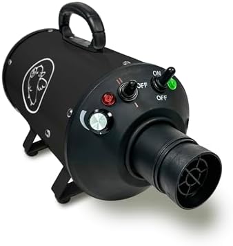 Flying Pig High Velocity Dog Pet Grooming Dryer w/Heater (Flying One, Black w/White Logo)