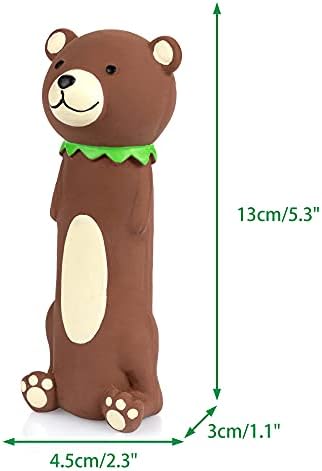 CHIWAVA 4PCS Squeaky Latex Dog Toy Funny Brown Bear Sets for Small Dogs | Soft Squeeze Squeak Toys, Great for Interactive Fetch Play Indoor & Outdoor
