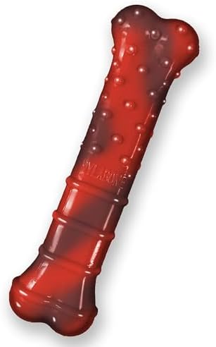 Nylabone Power Chew Textured Bone Dog Chew Toy, Beef Jerky Flavor, Medium | Durable, long lasting, discourages destructive chewing, teeth-cleaning textures, flavor throughout, for dogs up to 35 lbs