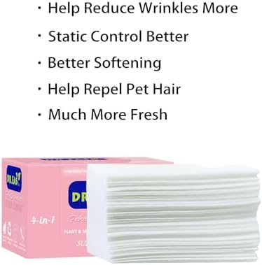 DR.EASY Dryer Sheets Plant Based Formula 252 Ct Super Caring,Softener sheets for Laundry Unscented No Dyes Reduce Static & Wrinkles Help Repel Pet Hair