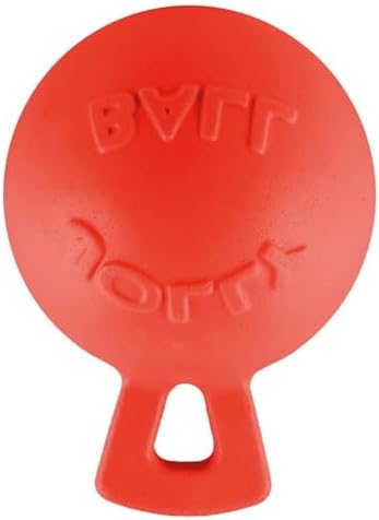 Jolly Pets Tug-n-Toss Heavy Duty Dog Toy Ball with Handle, 4.5 Inches/Small, Red