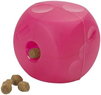 Kruuse Buster Soft Mini Feeder Cube for Dogs - Dog Feeder Toy - Canine Slow Food Feeder - Magenta Red