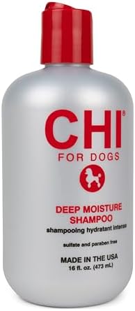 CHI for Dogs Deep Moisture Hydrating Dog Shampoo, 16 Fl Oz Bottle | Ionic technology, pH-balanced formula, hydrating, dry skin and soft shiny coat