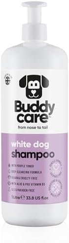 White Dog Shampoo by Buddycare (33.8oz) | Brightening and Whitening Shampoo for Dogs | Deep Cleansing, Fresh Scented | with Aloe Vera and Pro Vitamin B5