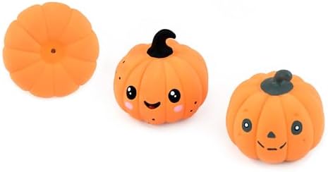 CHIWAVA 3PCS 2.4" Squeak Halloween Pumpkin Latex Dog Toy Set for Small Dogs | Interactive Puppy Toys for Indoor & Outdoor Fetch and Throw, Squeeze Squeak Play, Holiday Gift
