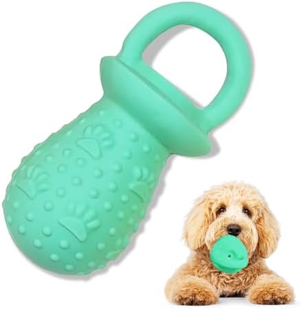 Latex Chew Dog Toys, Novelty Squeaky Pacifier Dog Toys, 5.2" Durable Pacifier Dog Chew Toys for Small and Medium Dogs (Green,1 Pcs)