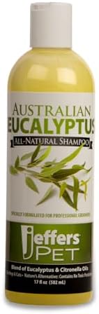 Jeffers Pet Australian Eucalyptus Dog Shampoo, 17 oz - Natural Botanical Grooming Wash with Citronella & Coconut Base, Deodorizing, Soap & Detergent Free, Concentrated, for Dogs & Puppies 6+ Weeks