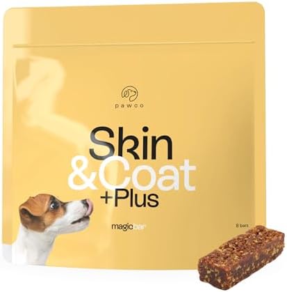 PawCo Magic Bar Healthy Functional Dog Treat – Soft, High-Protein Peanut Butter Bars with Pumpkin & Chicory Root, Supports Energy, Digestion & Overall Wellness – Pack of 8 (Skin & Coat)