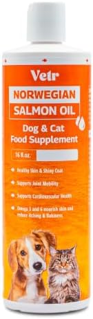 Vetr Norwegian Salmon Oil for Dogs & Cats, 16.9 oz Squeeze Bottle - Pure Wild-Caught Omega-3 Fish Oil Liquid Supplement - Supports Healthy Skin & Shiny Coat