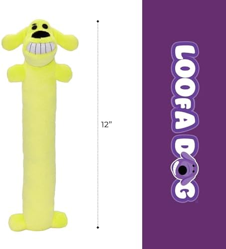 Multipet Original Loofa Dog Plush Toy - Squeaky Toy for All Dogs - Extra Soft Plush - Stuffed Animal Dog Toys for Playing - Cute Dog Pet Toy (1 Count, 12”, Random Color Surprise)