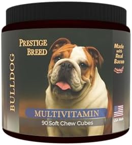 Multivitamins, Balanced Nutrition for Your Bulldog, 90 Count, Made in the USA with Real Bacon