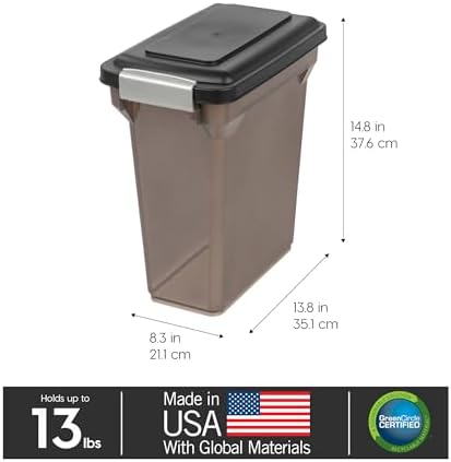 IRIS USA Dog Food Storage Container, Up to 13 lbs, Smoke