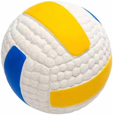 Squeaky Chew Dog Toys Interactive Sports Balls with Squeaker Soft Latex Rubber Bouncy Fetch Ball Toy (Soccer, Volleyball, Football, Tennis) for Puppy & Dog (Volleyball,Large)