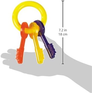 Nylabone Puppy Chew Teething Key Ring Dog Chew Toy, Bacon Flavor, Small | Medium breeds, soothing teething toys for puppies, puppy enrichment, freeze for added comfort, for puppies up to 35 lbs