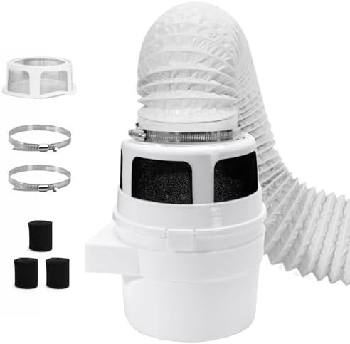 Upgraded Version - VIWINVELA 3 in 1 Indoor Dryer Vent Kit with White Dryer Vent Hose - Dryer Lint Catcher Water Filter Bucket - Dryer Lint Trap for Electric Dryer