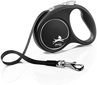 Flexi Black Design Tape Black Small 5m Retractable Dog Leash/Lead for Dogs up to 15kgs/33lbs