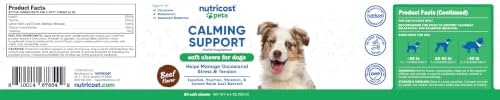 Nutricost Pets Calming Support Soft Chews for Dogs (Beef Flavored) 60 Count, 60-Pack, 60 Count