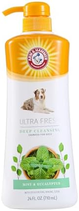 Arm & Hammer Ultra Fresh Charcoal Dog Shampoo, Rosemary, 24 Oz | Deep cleansing formula, baking soda deodorizing, eucalyptus mint scent, pump bottle, for daily grooming