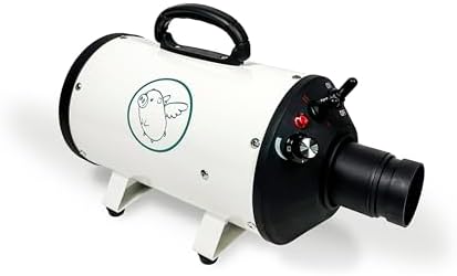 Flying Pig High Velocity Dog Pet Grooming Dryer w/Heater (Flying One, White w/Teal Logo)