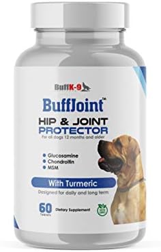 BuffJoint Dog Hip & Joint Supplement Featuring Glucosamine, Chondroitin, MSM, Turmeric, All Natural, Made in USA Dogs