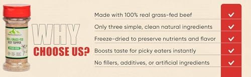 Grass-Fed Beef Organ Topper (7 Oz), Organic and Pasture Raised, Liver, Bone Marrow and Heart, Freeze-Dried, Plant Free, for Dogs and Cats, Made in USA with American Beef