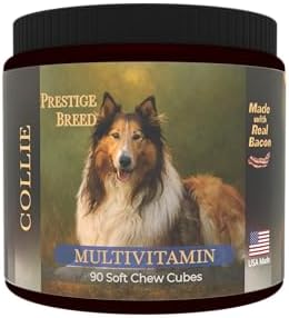 Collie Multivitamins, 90 Count, Made in the USA with Real Bacon.