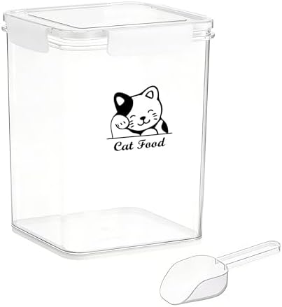 Cat Food Storage Container|Airtight Cat Food Container with Spoon |5.8lbs Pet Food Storage Container|Hold Up to Cat Food Storage Containers|Portable Cat FoodStorage Containers for Travel| BPA Free
