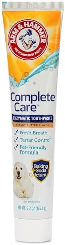 Arm & Hammer Complete Care Puppy Toothpaste, Peanut Butter, 6.2 Oz | Fluoride-free, non-toxic formula with baking soda and calcium controls tartar for growing puppies